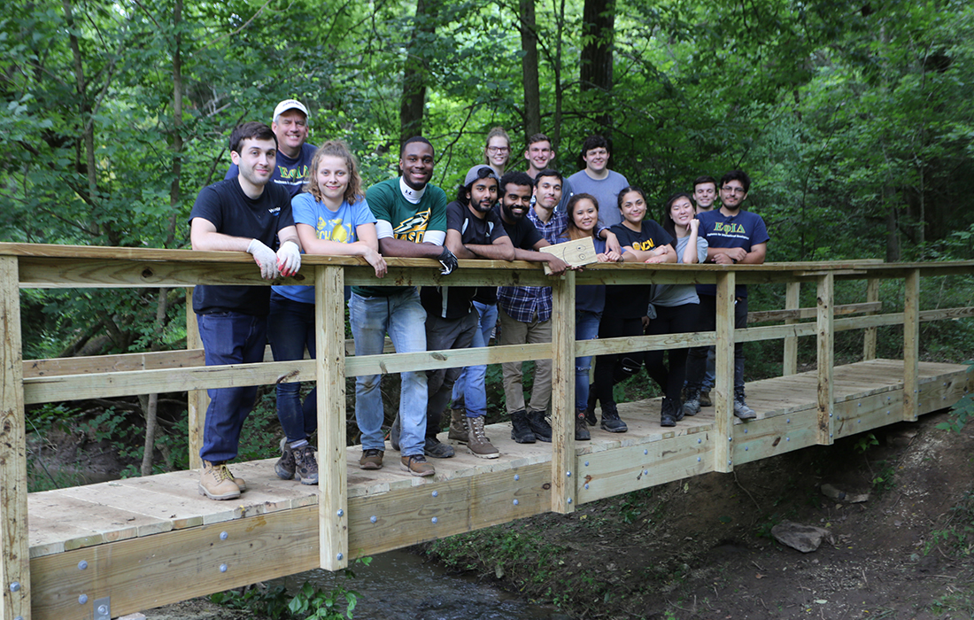 Engineers for International Development designed and built a bridge for hikers in Toms Creek, Virginia